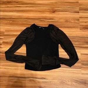 Zara Black Mesh Sleeve Blouse